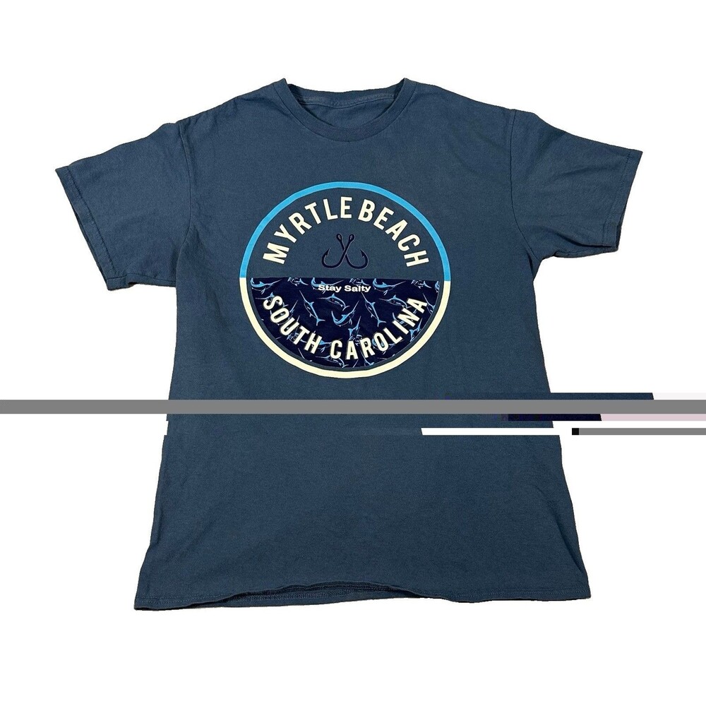 Myrtle Beach South Carolina Shirt Mens Small Blue Stay Salty Fish Hook Graphic T